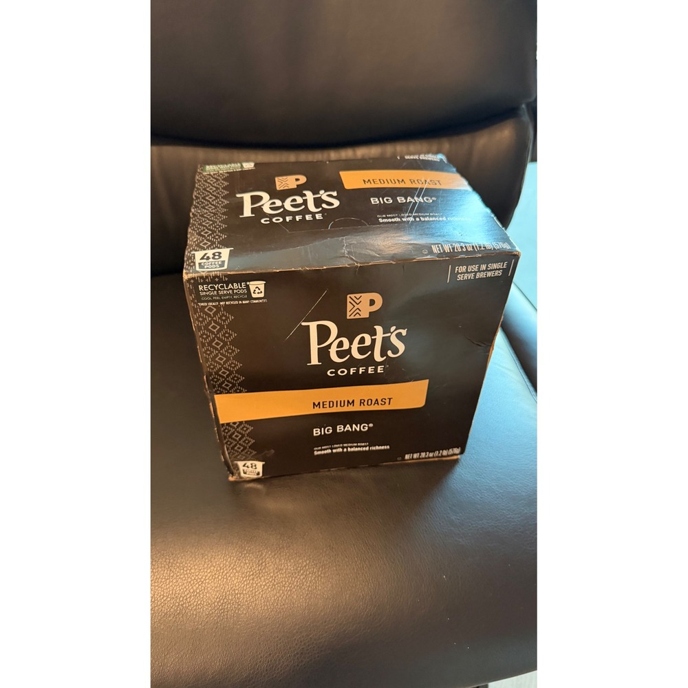 Peets Coffee Big Bang Medium Roast 48 Serve Pods K-Cup Compatible Expired 08/26